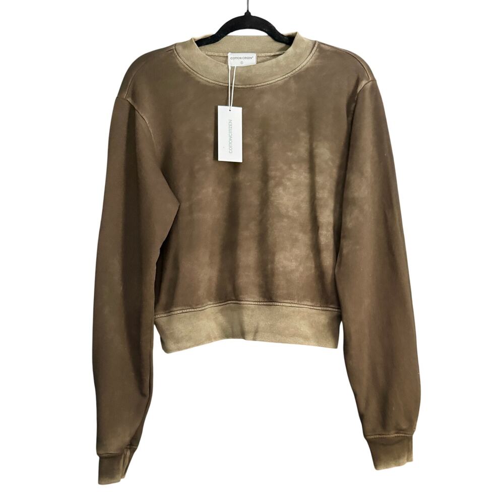 Cotton Citizen's signature Milan Crew Sweatshirt Olive Green Wash Sz Small NWT